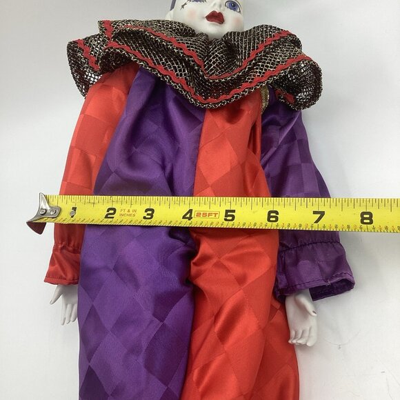 Vtg Madame Verte Porcelain Musical Clown Doll Wind Up Back Collectible 17” Rare - Picture 11 of 12